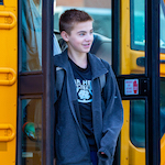  Student exiting school bus